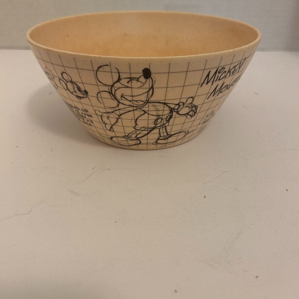 Vintage Disney Mickey Mouse Sketch Bowl | Classic Animation Grid Design